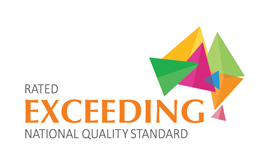 Acknowledgement sticker logo for being rated 'exceeding' for National Quality Standard